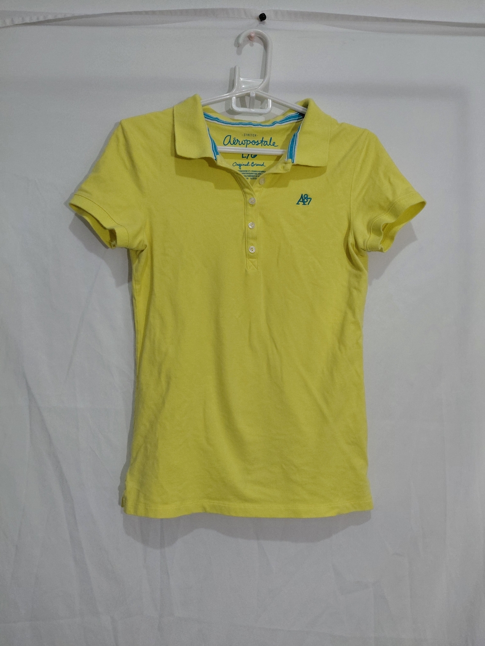 Aeropostale Yellow Short-Sleeve Button Down Polo Shirt